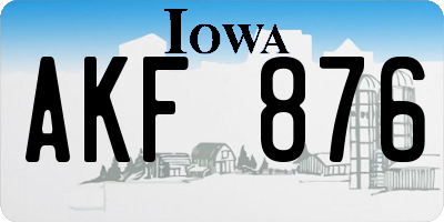 IA license plate AKF876