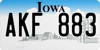IA license plate AKF883