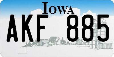 IA license plate AKF885