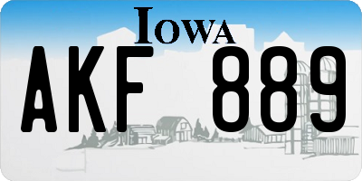 IA license plate AKF889