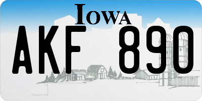 IA license plate AKF890