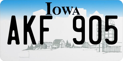 IA license plate AKF905