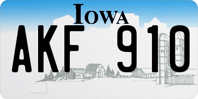 IA license plate AKF910