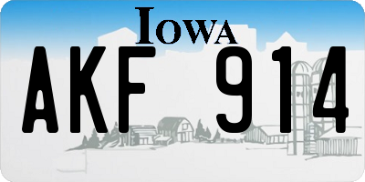 IA license plate AKF914