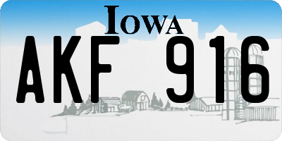 IA license plate AKF916