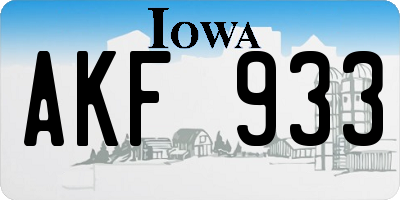 IA license plate AKF933