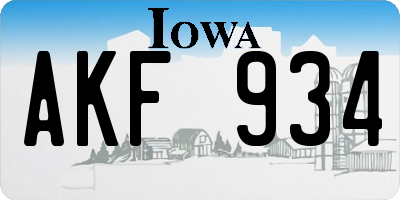 IA license plate AKF934