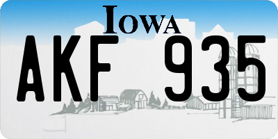 IA license plate AKF935