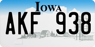 IA license plate AKF938