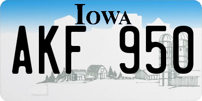 IA license plate AKF950