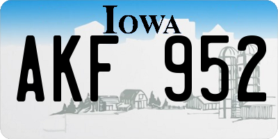 IA license plate AKF952