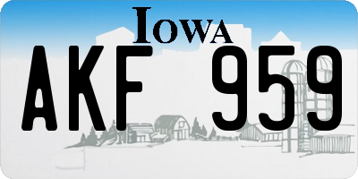 IA license plate AKF959