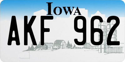 IA license plate AKF962