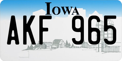 IA license plate AKF965