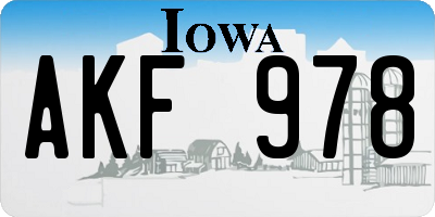 IA license plate AKF978