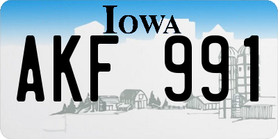 IA license plate AKF991
