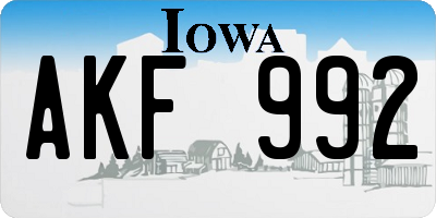 IA license plate AKF992