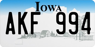 IA license plate AKF994