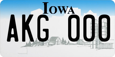 IA license plate AKG000