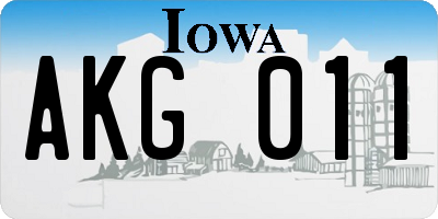 IA license plate AKG011