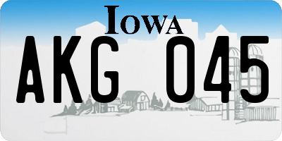 IA license plate AKG045