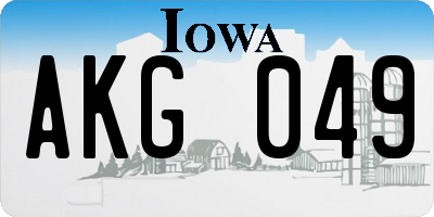 IA license plate AKG049
