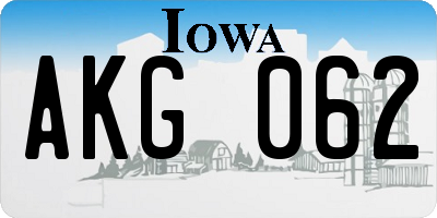 IA license plate AKG062