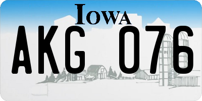 IA license plate AKG076