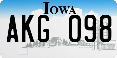IA license plate AKG098