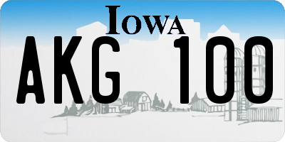 IA license plate AKG100