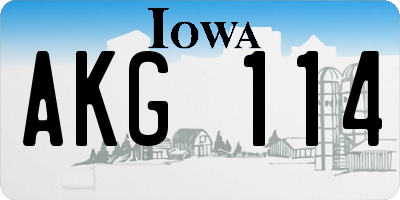 IA license plate AKG114