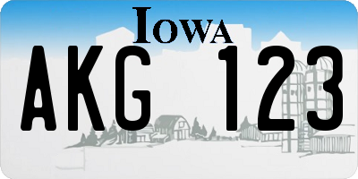 IA license plate AKG123