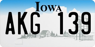 IA license plate AKG139
