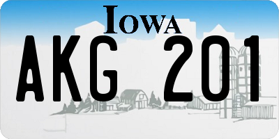 IA license plate AKG201