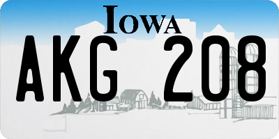IA license plate AKG208