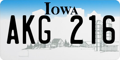IA license plate AKG216