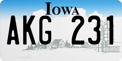 IA license plate AKG231