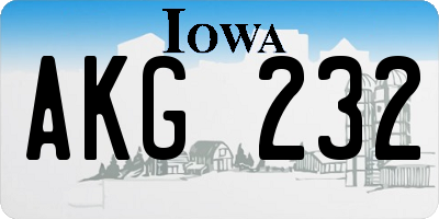 IA license plate AKG232
