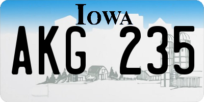 IA license plate AKG235