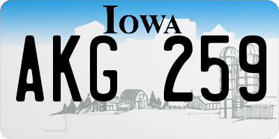 IA license plate AKG259