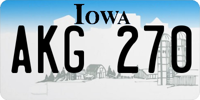 IA license plate AKG270