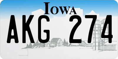 IA license plate AKG274