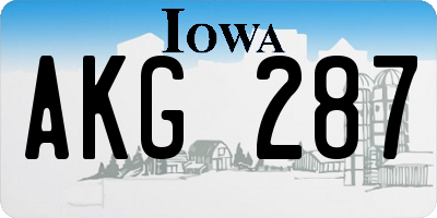 IA license plate AKG287
