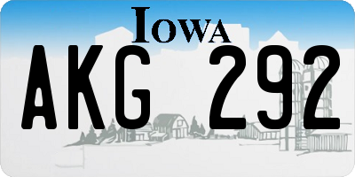 IA license plate AKG292