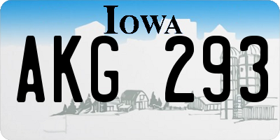 IA license plate AKG293