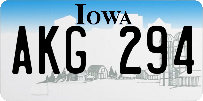 IA license plate AKG294
