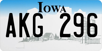 IA license plate AKG296