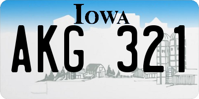 IA license plate AKG321
