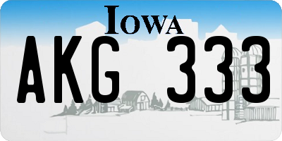 IA license plate AKG333