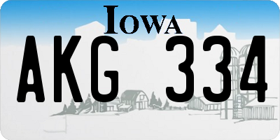IA license plate AKG334